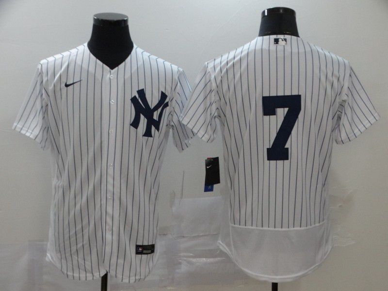 Men New York Yankees #7 No name White Nike Elite MLB Jerseys